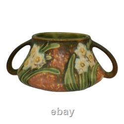 Roseville Jonquil 1931 Vintage Arts and Crafts Pottery Brown Ceramic Vase 523-3