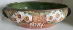 Roseville Jonquil Brown 1931 Arts And Crafts Pottery Console Bowl 220-10 w