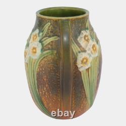 Roseville Jonquil Brown 1931 Vintage Art & Crafts Pottery Ceramic Vase 527-7