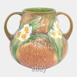 Roseville Jonquil Brown 1931 Vintage Arts And Crafts Pottery Ceramic Vase 543-6