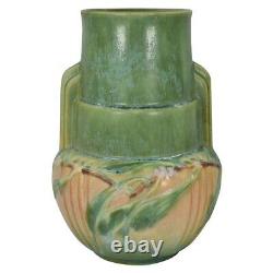 Roseville Laurel 1934 Vintage Arts And Crafts Pottery Green Ceramic Vase 674-9