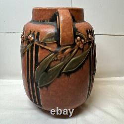 Roseville Laurel Red 1934 Vintage Arts And Crafts Pottery Ceramic Vase 8t By 6