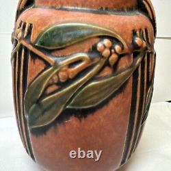 Roseville Laurel Red 1934 Vintage Arts And Crafts Pottery Ceramic Vase 8t By 6