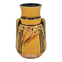 Roseville Laurel Yellow 1934 Vintage Arts And Crafts Pottery Flower Vase 667-6