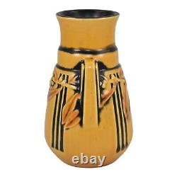 Roseville Laurel Yellow 1934 Vintage Arts And Crafts Pottery Flower Vase 667-6