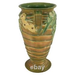 Roseville Luffa 1934 Vintage Arts And Crafts Pottery Brown Ceramic Vase 692-14