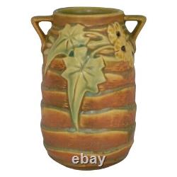 Roseville Luffa Brown 1934 Vintage Arts And Crafts Pottery Ceramic Vase 684-6