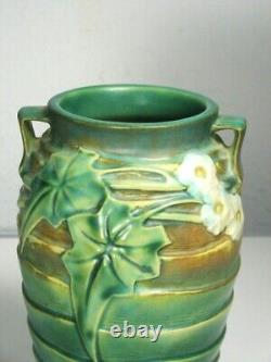 Roseville Luffa Green 1934 Vintage Arts & Crafts Pottery Vase 685-7, MINT, Label