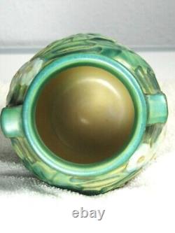 Roseville Luffa Green 1934 Vintage Arts & Crafts Pottery Vase 685-7, MINT, Label