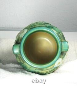 Roseville Luffa Green 1934 Vintage Arts & Crafts Pottery Vase 685-7, MINT, Label