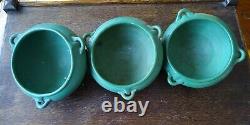 Roseville Matte Green Arts & Crafts Hanging Baskets Set of 3