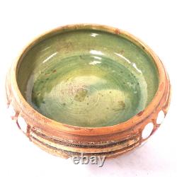 Roseville Mostique Art Pottery Bowl Inlaid Floral Arts Crafts Ohio USA