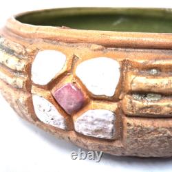 Roseville Mostique Art Pottery Bowl Inlaid Floral Arts Crafts Ohio USA