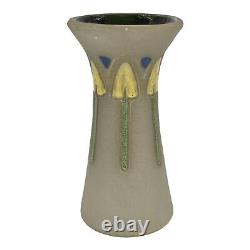 Roseville Mostique Gray 1916 Arts And Crafts Pottery Yellow Flower Vase 164-10