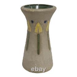 Roseville Mostique Gray 1916 Arts And Crafts Pottery Yellow Flower Vase 164-6