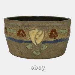Roseville Mostique Gray 1916 Arts And Crafts Pottery Yellow Rose Planter Bowl