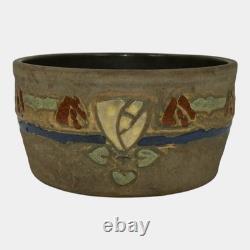 Roseville Mostique Gray 1916 Arts And Crafts Pottery Yellow Rose Planter Bowl