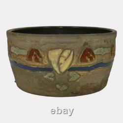 Roseville Mostique Gray 1916 Arts And Crafts Pottery Yellow Rose Planter Bowl