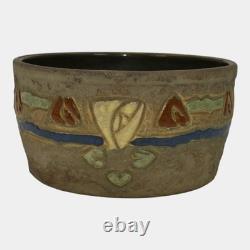 Roseville Mostique Gray 1916 Arts And Crafts Pottery Yellow Rose Planter Bowl