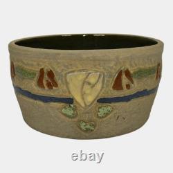 Roseville Mostique Gray 1916 Vintage Arts and Crafts Pottery Flower Pot Bowl