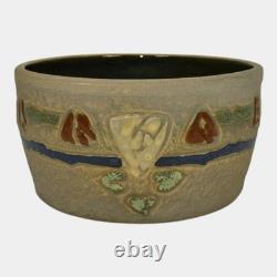 Roseville Mostique Gray 1916 Vintage Arts and Crafts Pottery Flower Pot Bowl