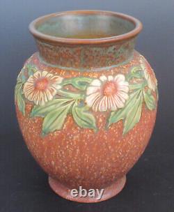 Roseville Pottery Arts Crafts Art Deco Dahlrose 464-9 Vase Crisp Mold Ferrell