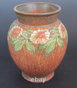 Roseville Pottery Arts Crafts Art Deco Dahlrose 464-9 Vase Crisp Mold Ferrell