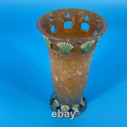 Roseville Pottery Arts Crafts Art Deco Ferella 8 Trumpet Vase Reticulated 1930s