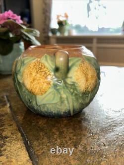 Roseville Pottery Arts & Crafts Sunflower Bowl Planter Exc Cond 4 Tall 6 Diam