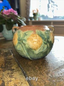 Roseville Pottery Arts & Crafts Sunflower Bowl Planter Exc Cond 4 Tall 6 Diam