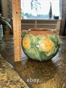 Roseville Pottery Arts & Crafts Sunflower Bowl Planter Exc Cond 4 Tall 6 Diam