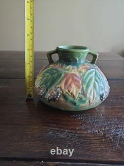 Roseville Pottery BlackBerry Double Handled Squat Vase Arts and Crafts