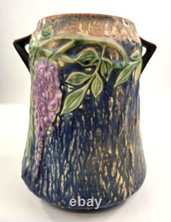 Roseville Pottery Blue Wisteria Vase, Shape 633-8