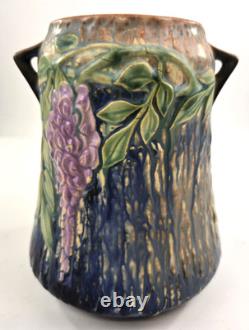 Roseville Pottery Blue Wisteria Vase, Shape 633-8