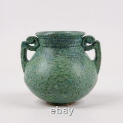 Roseville Pottery Carnelian II Blue Green Mottled Handled Urn Vase Circa 1915