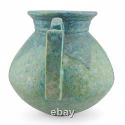 Roseville Pottery Carnelian II Blue Green Mottled Handled Urn Vase Circa 1915