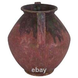 Roseville Pottery Carnelian II Mottled Red Arts And Crafts Handled Vase 337-10