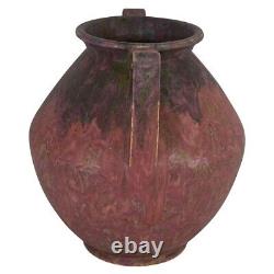 Roseville Pottery Carnelian II Mottled Red Arts And Crafts Handled Vase 337-10