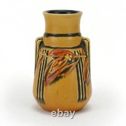 Roseville Pottery Laurel 667-6 matte yellow black 2 handle vase Arts & Crafts