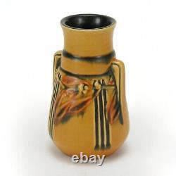 Roseville Pottery Laurel 667-6 matte yellow black 2 handle vase Arts & Crafts