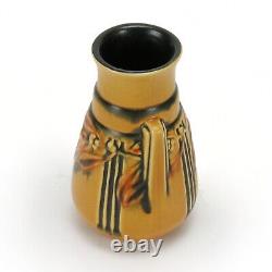 Roseville Pottery Laurel 667-6 matte yellow black 2 handle vase Arts & Crafts