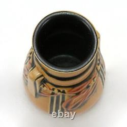 Roseville Pottery Laurel 667-6 matte yellow black 2 handle vase Arts & Crafts