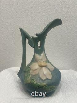 Roseville Pottery Magnolia Ewer Vase Blue Green Matte Arts & Crafts