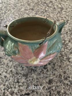 Roseville Pottery Matte Green Hanging Basket 1900s Arts Crafts