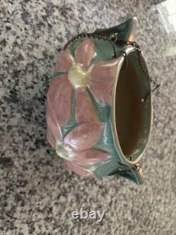 Roseville Pottery Matte Green Hanging Basket 1900s Arts Crafts