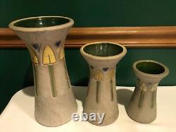 Roseville Pottery Mostique Arts & Crafts Set of Vases Mission Arrow Tulip 1916