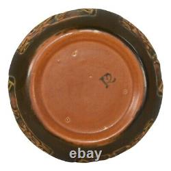 Roseville Pottery Rosecraft Panel 1926 Brown Arts And Crafts Cabinet Bowl