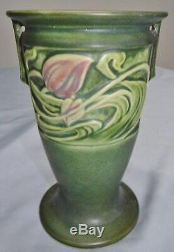Roseville Pottery Rosecraft Panel Green Arts & Crafts 8 Vase Antique Excellent