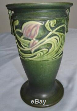 Roseville Pottery Rosecraft Panel Green Arts & Crafts 8 Vase Antique Excellent