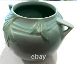 Roseville Pottery Velmoss Ball Vase Green measures 7 1/2Hx8to Handles